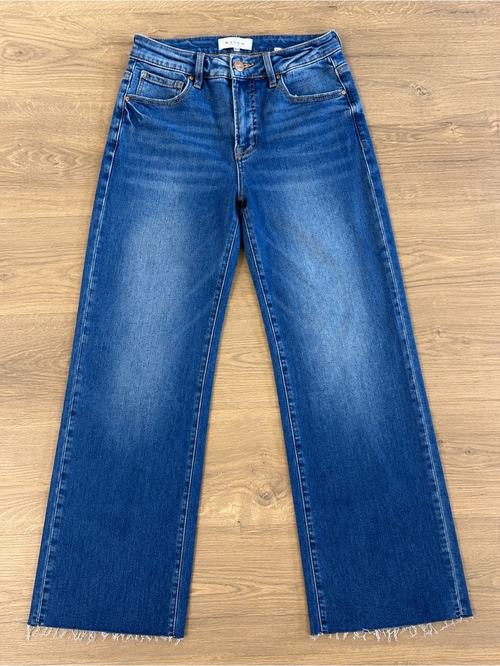 Risen High Rise Straight Leg Raw Hem Jeans 5/27